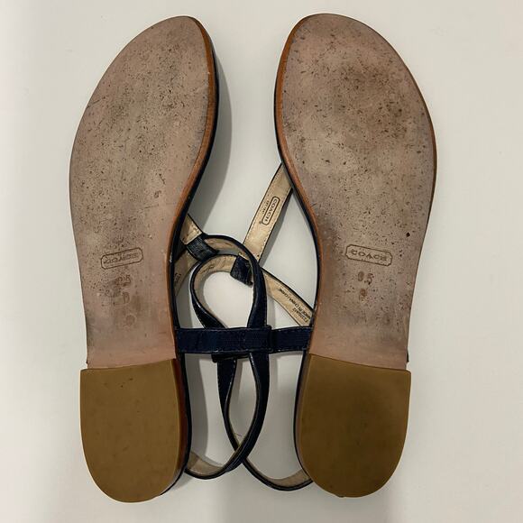 Coach Rolanda Patent Leather Blue Thong Sandals 9.5 B - Picture 6 of 6